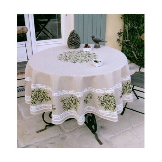 Nappe ronde 1m80 Clos des oliviers gris Nappe ronde 1m80 Clos des oliviers gris