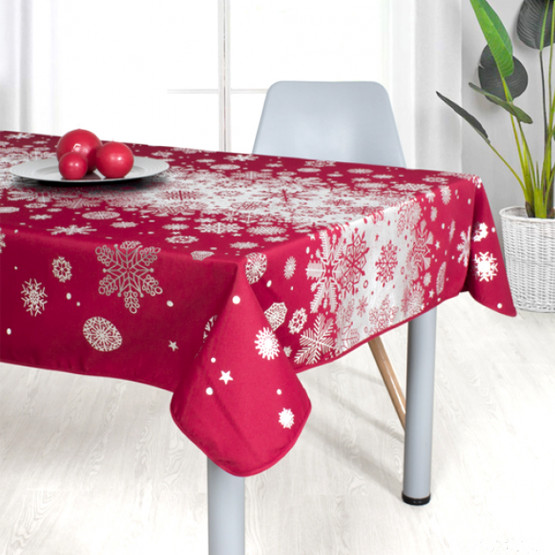 Nappe TX47 Rouge argent 3m50 x 1m50 anti tache et infroissable