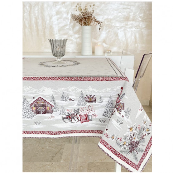 Nappe Carrée Jacquard MCTISSUS 1m45, Coton/polyester, Multicolore Fushina Bleu – Super Pour La Table