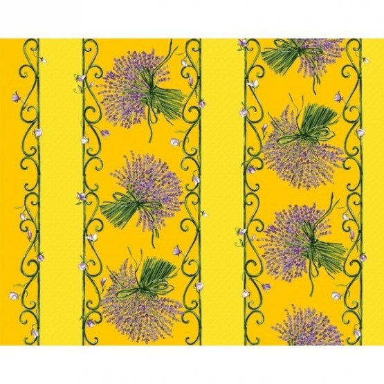 Nappe lavande jaune coton enduit 1m50/1m20