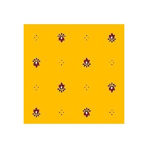 Nappe exclusif  jaune rouge coton enduit 1m50/1m20