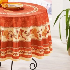 Nappe ronde Abeille brique 1m80 anti tache infroissable