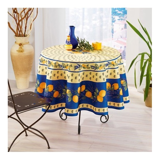 Nappe Citron Lavande bleu anti tache infroissable 1m80