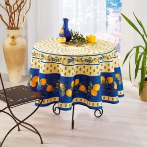 Nappe Citron Lavande bleu anti tache infroissable 1m80