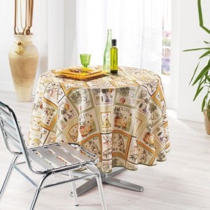 Nappe ronde patch olives 1m80 anti tache infroissable