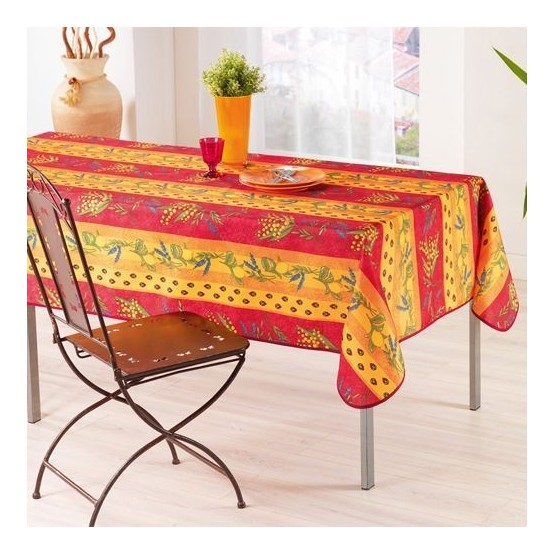 nappe - Mimosa Lavande Citron rouge - 1m50/1m20 - anti tache - sans repassage - polyester - provençale