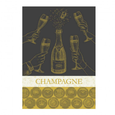 Torchon jacquard CHAMPAGNE - coton - flute à champagne