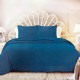 couvre lit boutis- bleu prusse - toucher peau de pêche - dessus de lit bleu - 240cmx260xm-