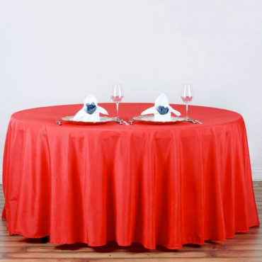 nappe ronde unie rouge - polyester - 300 cm - 3m - diamètre - unie  - anti tache -infroissable - nappe réception - nappe mariage