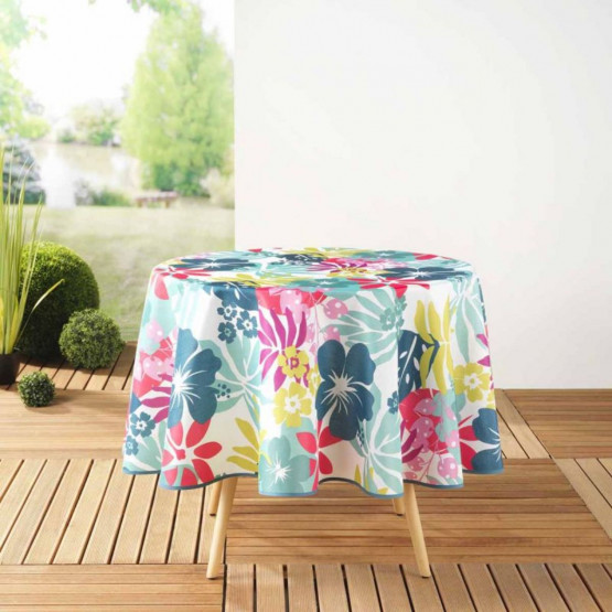 nappe ronde Hawai, colorée, fleurie, antitache , infroissable, polyester