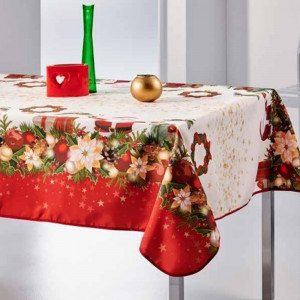 nappe noel - père noel - antitache - infroissable - sans repassage - cadeau - nicolas - houx