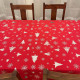 NAPPE DE NOEL - ROUGE ARGENT -  RECTANGLE - POLYESTER - ANTITACHE - INFROISSABLE