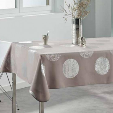 NAPPE MODERNE - RECTANGLE - BEIGE ARGENT- POLYESTER - ANTITACHE - INFROISSABLE