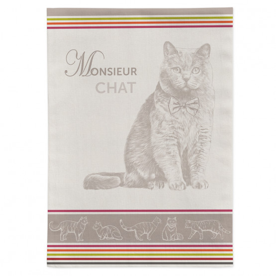 torchon-Mr-chat-coton-jacquard-tissé-essuie main-nice-mctissus