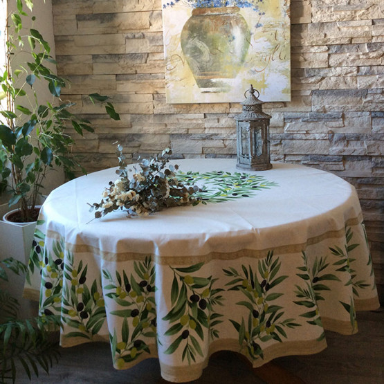 nappe-ronde-maussane-ecru-olive-coton-1m80-provençale