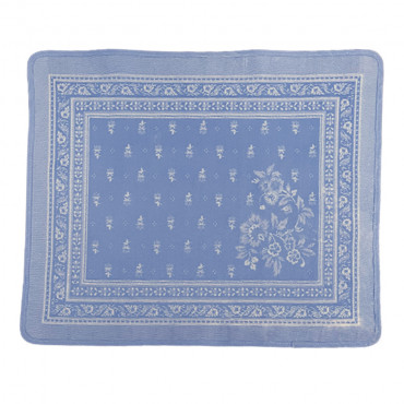 set de table-élégance-bleu-jacquard-téflon-coton-polyester-antitache