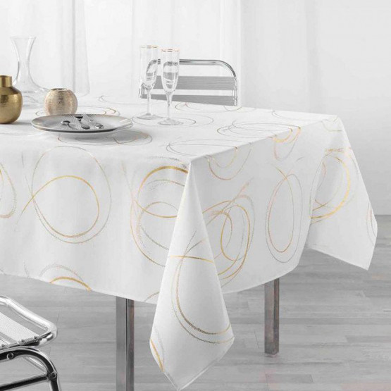 Nappe Bully Blanc Or 2m x 1m50 anti tache et infroissable