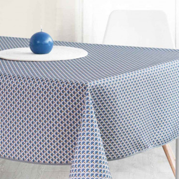 nappe ovale -  bleu - provençale - petit motif - anti tache infroissable - entretien facile