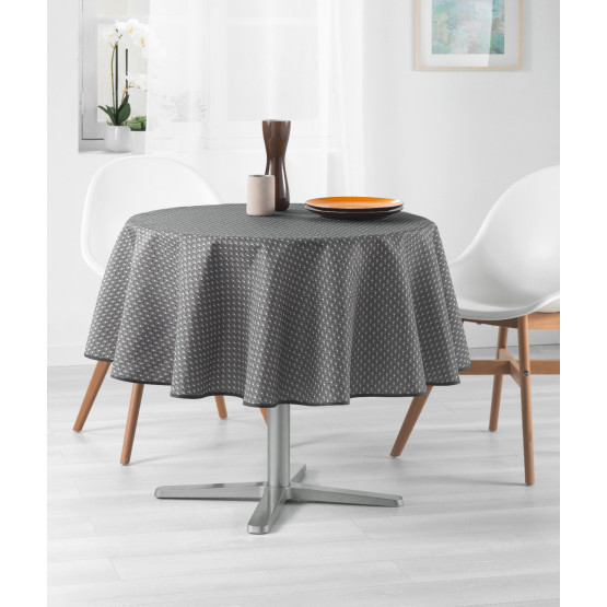 nappe-ronde-160cm-marron-anti-tache-infroissable