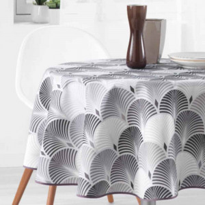 Nappe ronde jetable en soft aspect tissu gris pierre Ø2,40m - RETIF