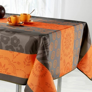 nappe-rectangle-polyester-antitache-infroissable-sans repassage-chocolat-orange-marron-table-table clothes