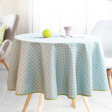 nappe-ronde-polyester-160cm-tx70v5-vert-bleu-antitache-infroissable-table-table clothes-no iron-no stain