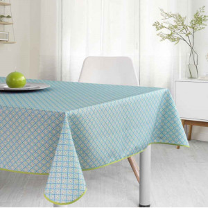 nappe-rectangle-provençale-vert-bleu-tx70v5-petit motif-nice-polyester-antitache-mctissus-infroissable-sans repassage