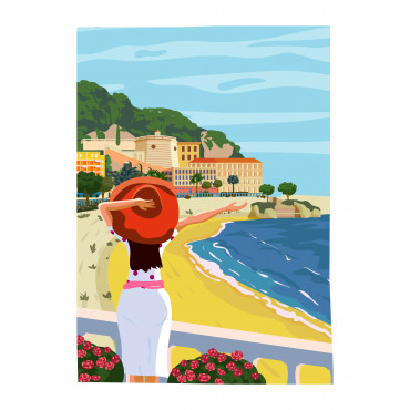 torchon-main-vaisselle-coton-pinup-plage-bord de mer-provençale-côte d'azur