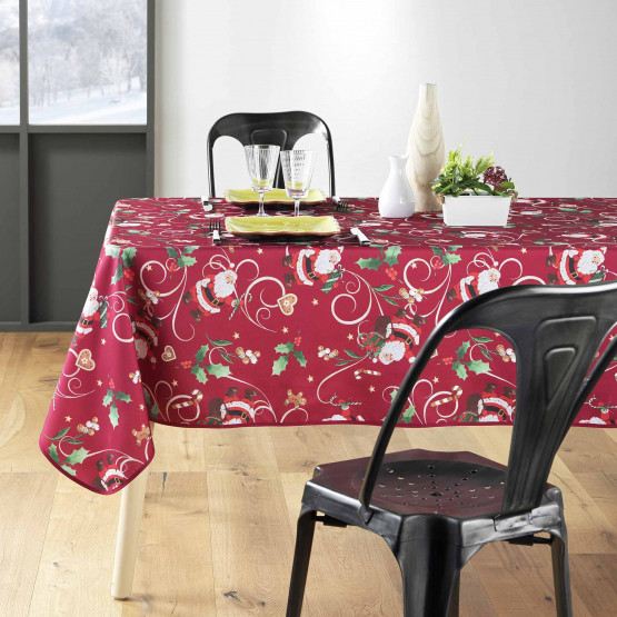 nappe-rectangle-noël-père-noël-rouge-anti-tache-infroissable-houx-coeur-étoile