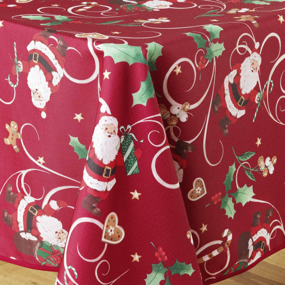 Nappe De Noël Rectangulaire 137x274 Cm – Motif Bonhomme De Neige, Anti-Taches
