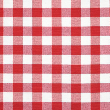 tissu-vichy-coton-polyester-rouge-blanc-écru-tissé-teint-2,5cmx2,5cm-largeur160cm-metrage-metre-200gr:m²