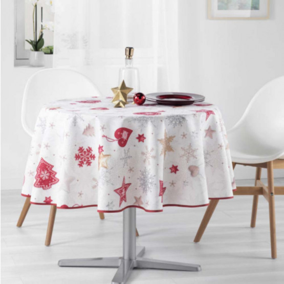 NAPPE 160X160CM EN COTON DEPERLANT MOTIF COQUILLAGES ET CRUSTACÉS