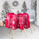 nappe-ronde-160cm-noël-rouge-argent-polyester-anti-tache-infroissable-sapin-guirlande-boule