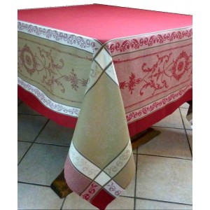 Nappe carrée jacquard 3m/1m60 montmirail rouge