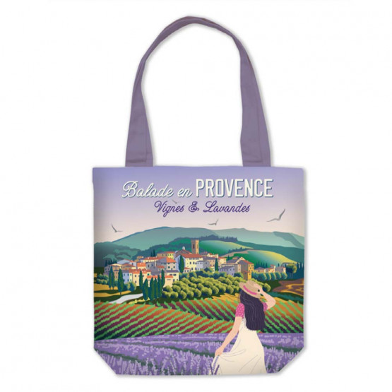 sac-en -tissu-ballade-en-provence-tote-bag-vignes-lavande-coton-sac-à-commission