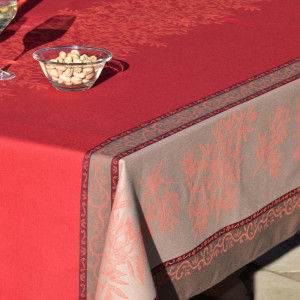 nappe-rolive-rouge-rectangle-jacquard-traité-téflon-anti-tache-infroissable-provençale