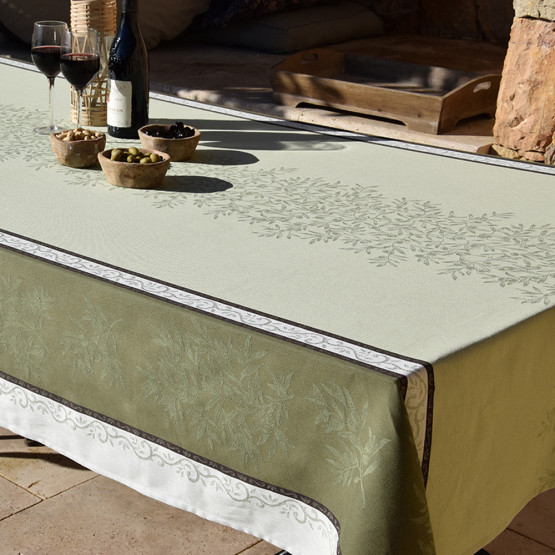 Nappe rectangulaire 250x140 cm en tissu vert olive