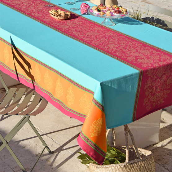 Nappe coton tissé jacquard traité téflon Dentelle framboise 2m50/1m60