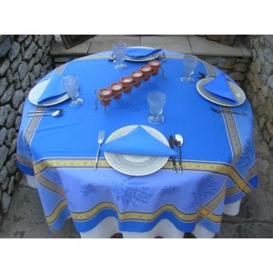 Nappe carrée jacquard lavande bleu 1m60