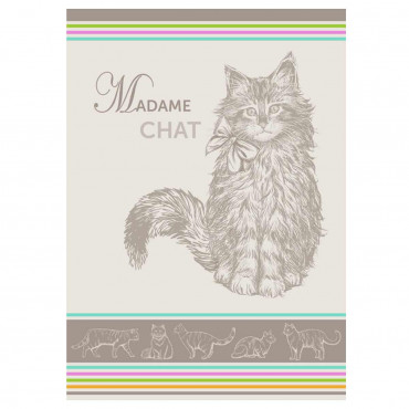 torchon-Madame-chat-coton-jacquard-tissé-essuie main-nice-mctissus