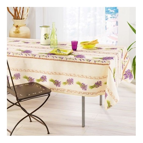 Nappe lavande écru rectangle 2m40/1m50 anti tache infroissable Nappe lavande écru rectangle 2m40/1m50 anti tache infroissable