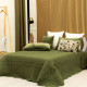 couvre lit-boutis-dessus de lit-piqué-main-fait-main-vert-bronze-jewel-coton