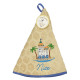 essuie-main-rond-éponge-coton-brodé-négresco-chaise bleue-palmiers-Nice-cote-d-azur-qualité-premium