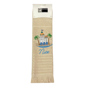 essuie-main-torchon-rectangle-coton-éponge-brodé-nice-negresco-beige