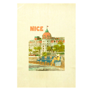Torchon-coton-imprimé-Nice-Negresco-promenade-des-anglais-rectangle