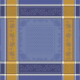Nappe carrée Olea Jacquard en bleu et jaune – Élégance provençale et praticité réunies pour une table chaleureuse et raffinée.