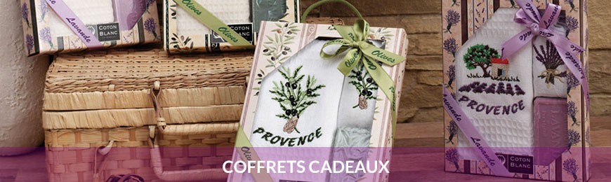 Coffret cadeau : Torchon, lavande , savon, essuie main