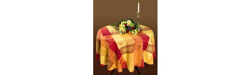 Nappe ronde jacquard 1m80 coton tissée